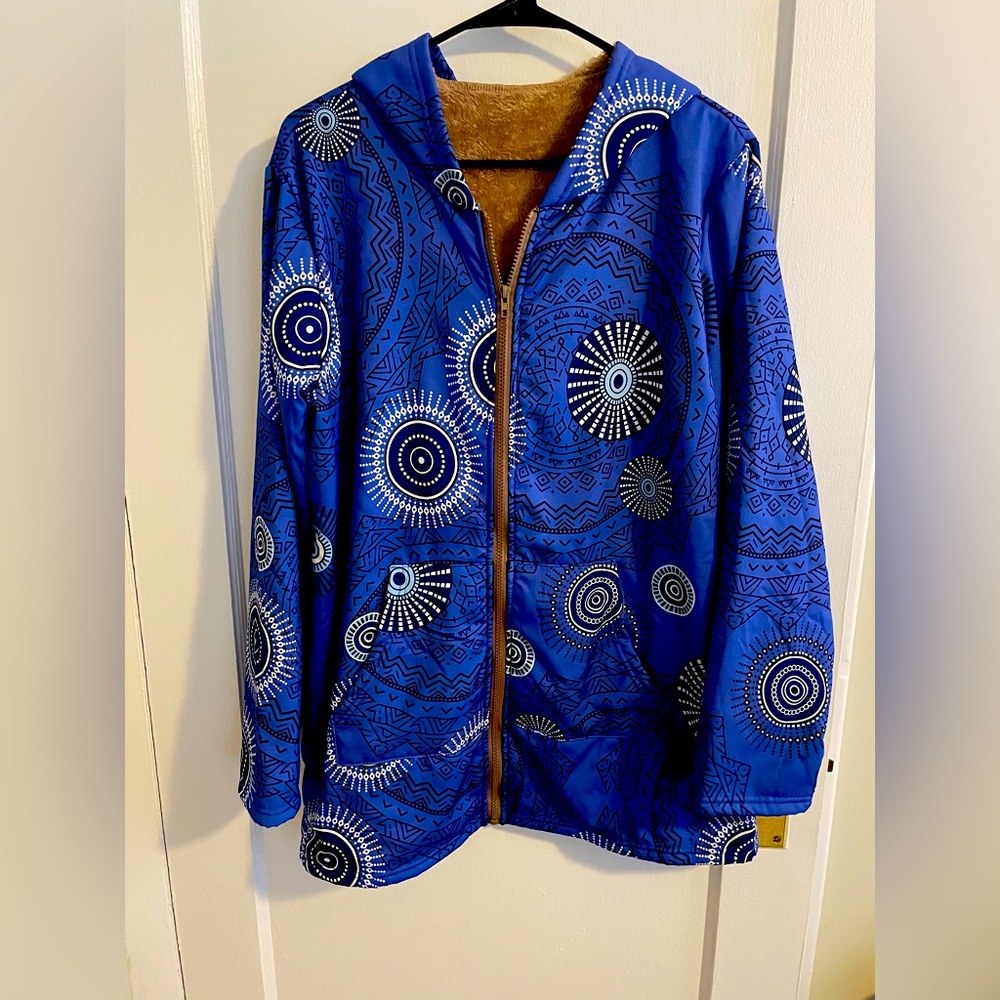 Blue and White Zip Up
